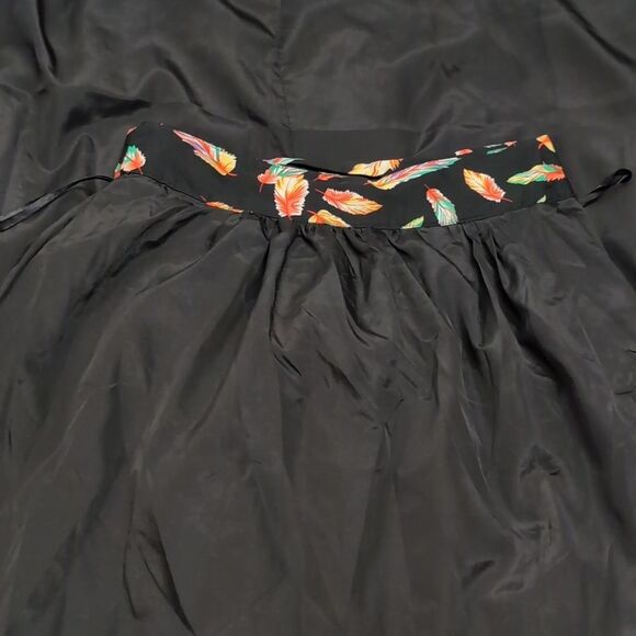 Stunning Vintage Floral Black Chiffon Feather Print Flowy Maxi Skirt Small - Picture 6 of 11